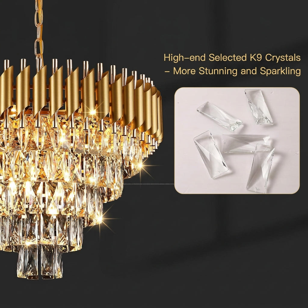 Luxury Living - Elegant Krystal Loftlampe - Guld | Ø50 cm