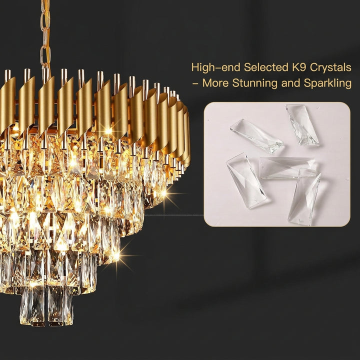 Luxury Living - Elegant Krystal Loftlampe - Guld | Ø50 cm