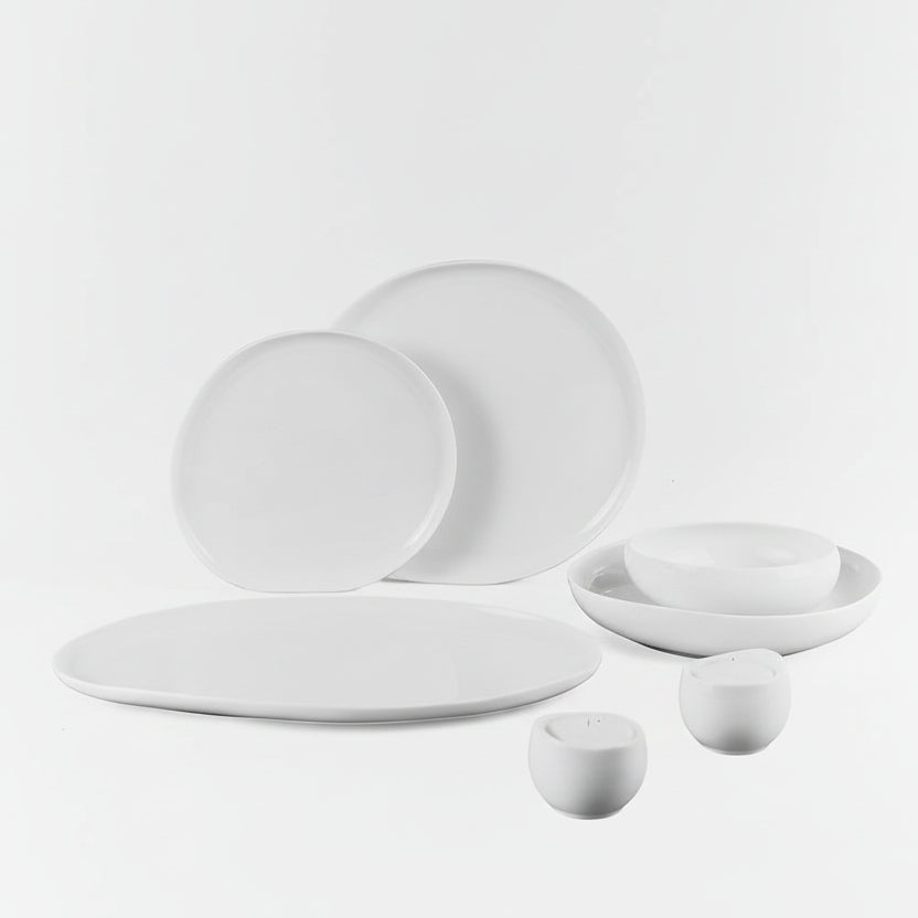 Almina Wave Porcelæn Spisestel – 27 dele - 6 Personer - Hvid