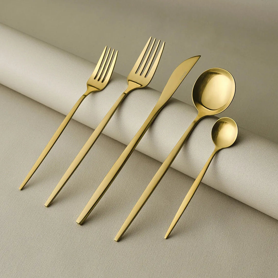Karaca Orion 30-delt Bestiksæt 18/10 rustfrit stål | Mat Guld | 6 personer