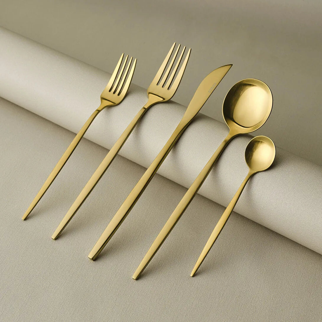 Karaca Orion 30-delt Bestiksæt 18/10 rustfrit stål | Mat Guld | 6 personer
