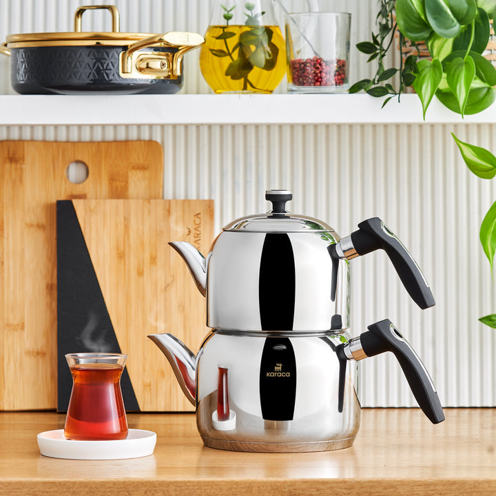 Karaca Asiye Mini Tekandesæt m/Induktionsbund – Rustfrit Stål - 2,1 Liter - Sort