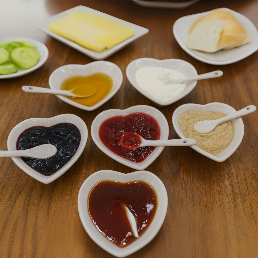 Kaya Hjerteformet Tapassæt 12 dele - Porcelæn