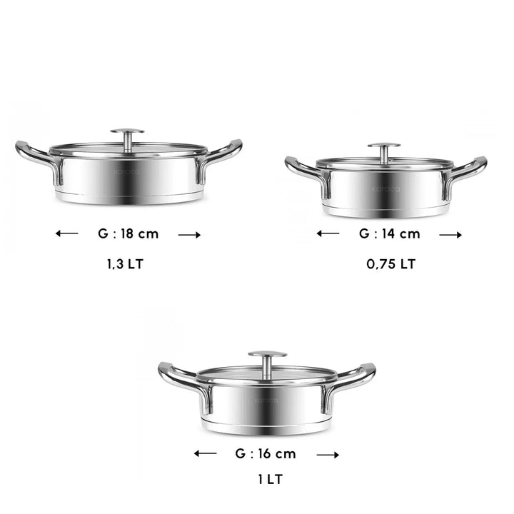 Grydesæt med 3 gryder - Karaca Vapor