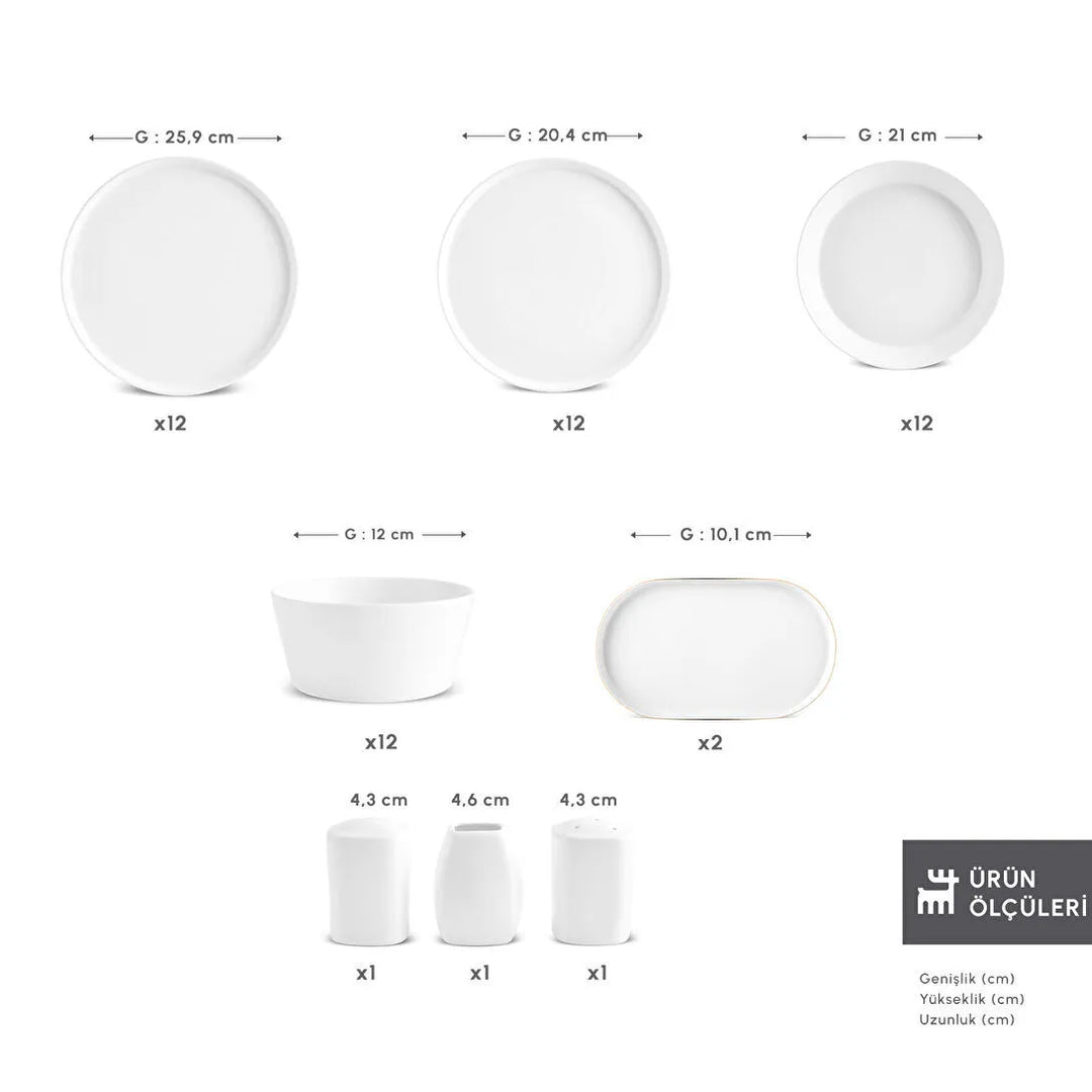 Karaca Forever Bone Bomo 53 delt Porcelæn sæt til 12 personer