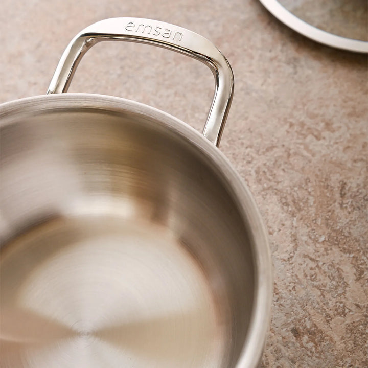 Karaca Emsan Cemre – 8 dele Induktionskompatibelt Grydesæt i Rustfrit Stål