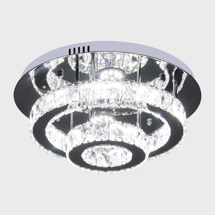 Elegant Krystal Loftlampe – Krom og klar | 45 cm