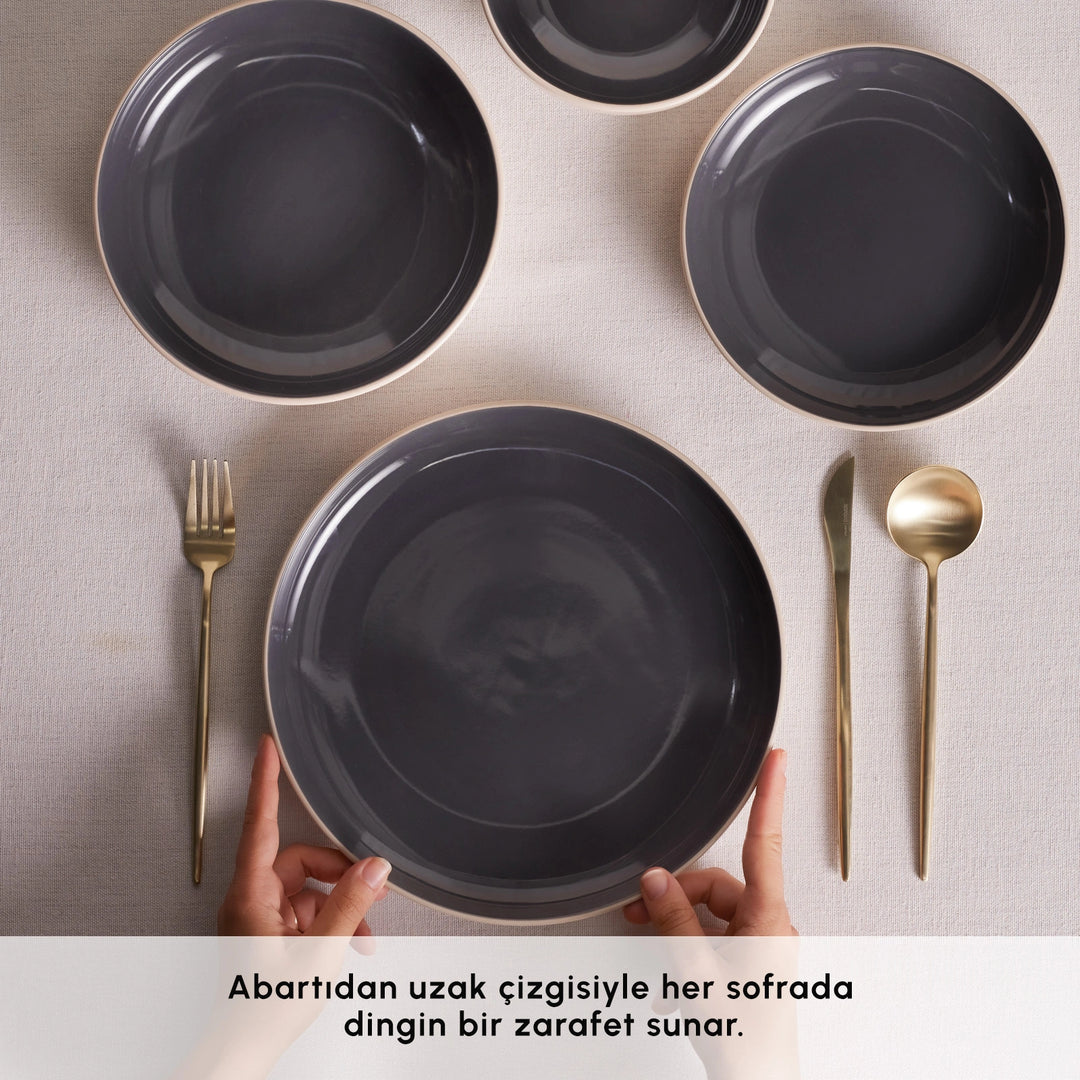 Karaca Earth Collection Terra 36 Dele – Spisesæt til 8 Personer, Antracit