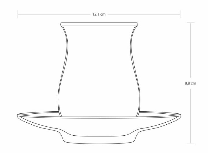 Te Glas Sæt 12 Dele 6 glas og 6 underkopper- fra Pasabahce Linka - Løven Home
