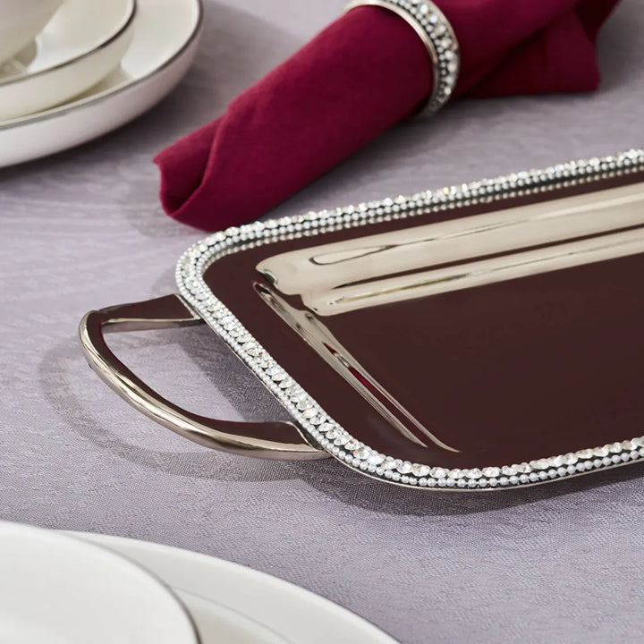 Karaca Home Majesty Dekorativ Serveringsbakke – Sølv, ca. 45,75 × 17,75 cm