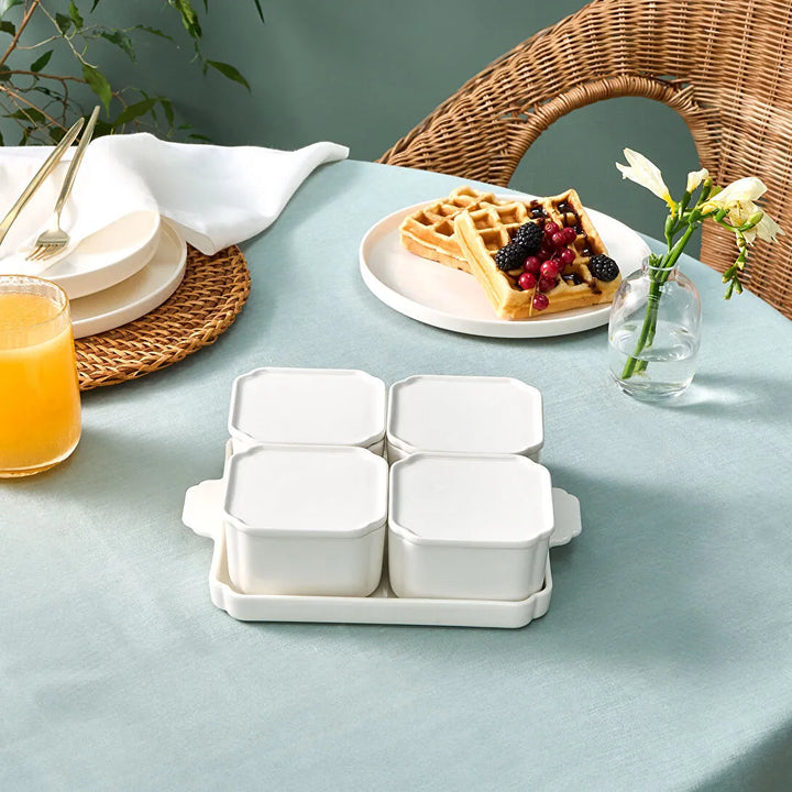 Karaca Carmen Porcelæn Skålesæt m/Bakke | 4 skåle