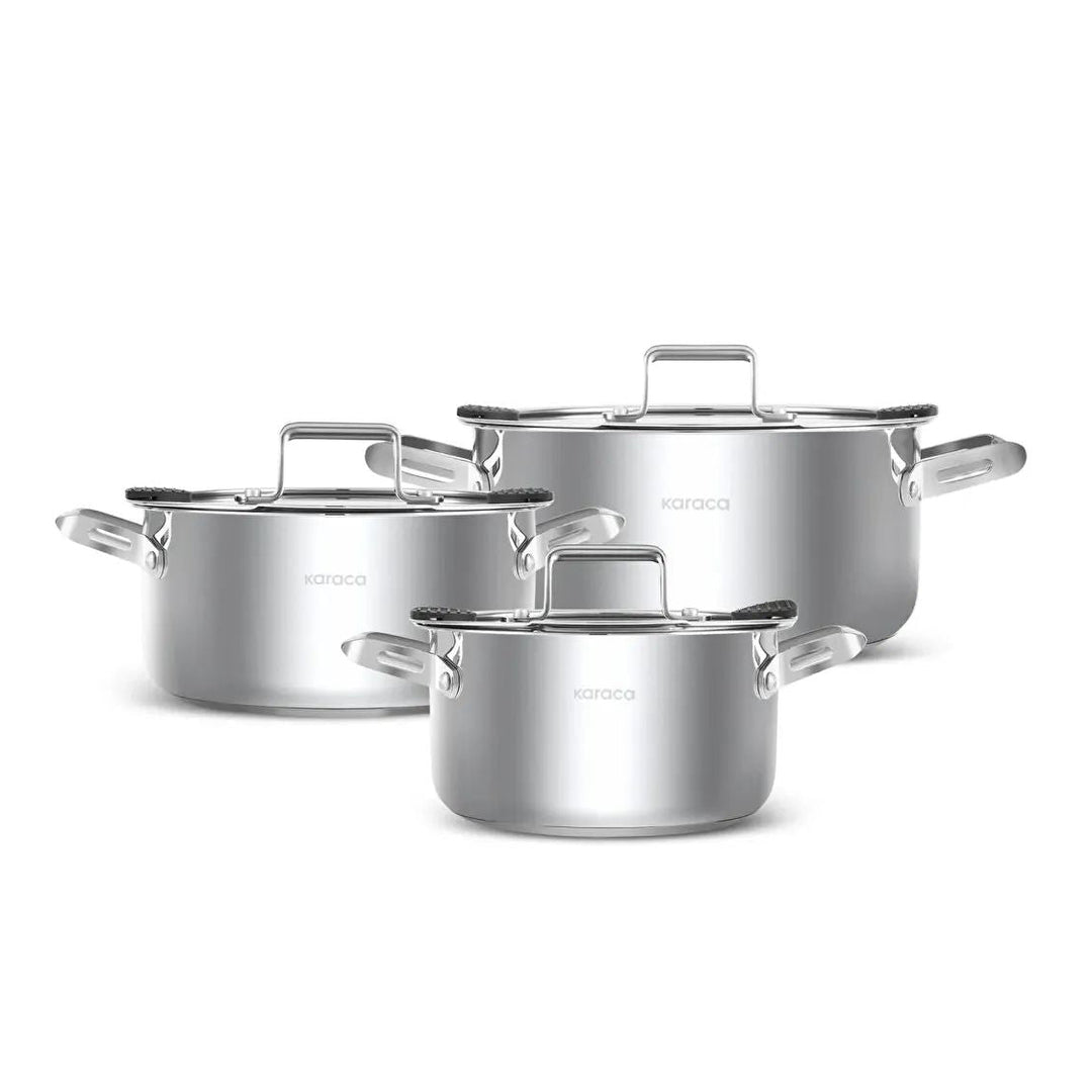 Karaca Montreal Induktionsbase Midi Grydesæt - Rustfrit Stål - 6 Dele