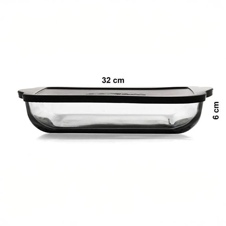 Borcam Kvadratisk Ildfast Glasfad med sort låg 3,2 Liter (32x28 cm)