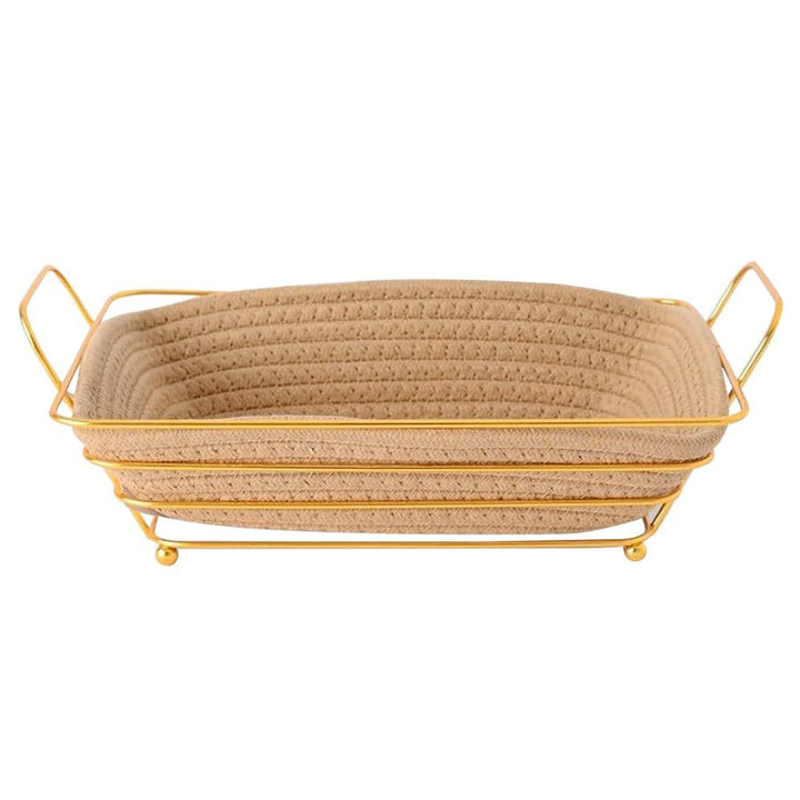 Almina Metalkurv Rektangulær 26x19x7 cm - Guld