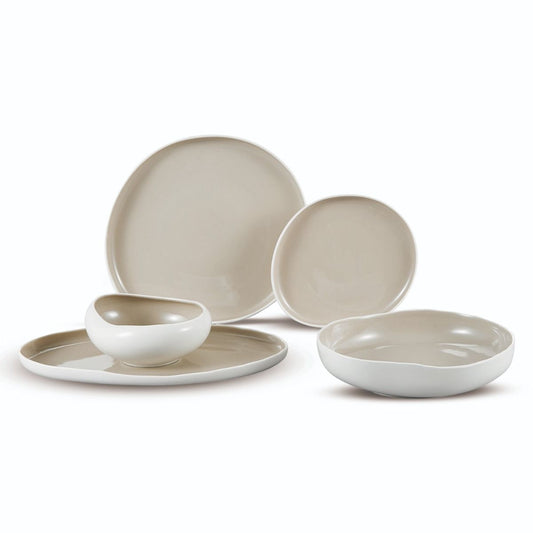 BRICARD BARLES PORCELÆNSSÆT | HVID-TAUPE 25 DELE - 6 PERSONER