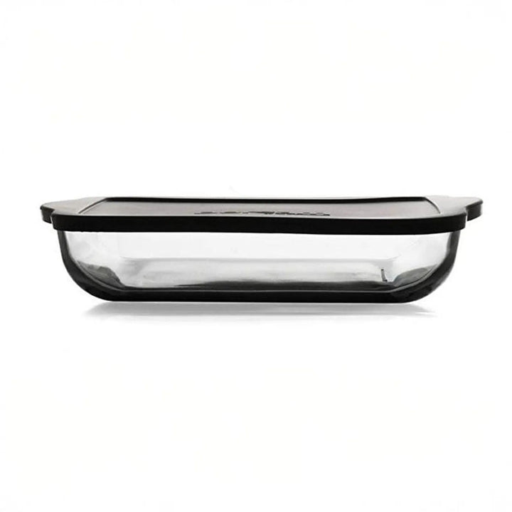 Borcam Kvadratisk Ildfast Glasfad med sort låg 3,2 Liter (32x28 cm)
