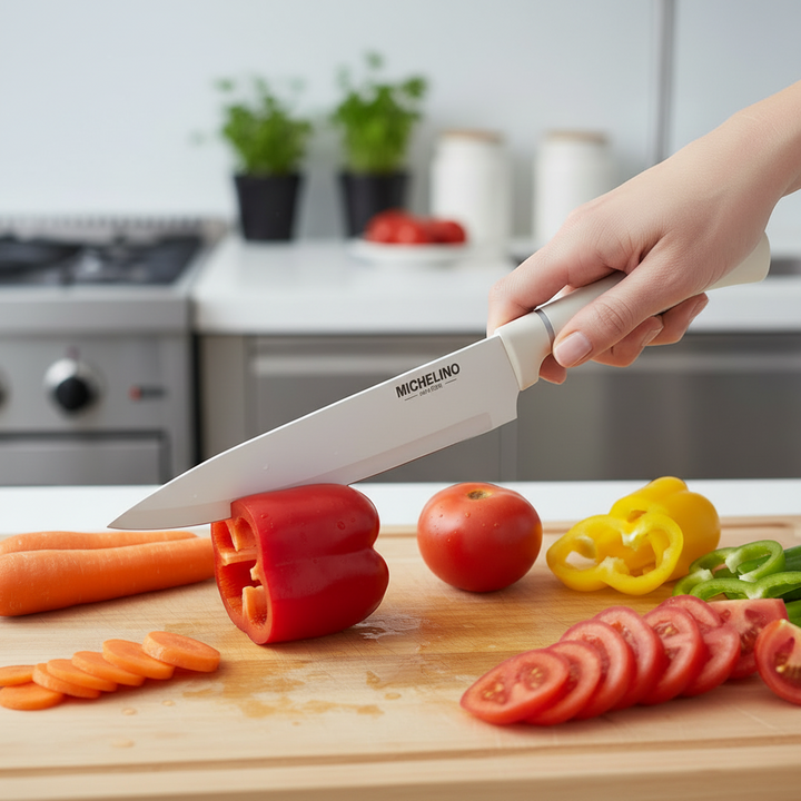 Michelino Alythia Knivsæt m/Blok - 6 Dele - Beige