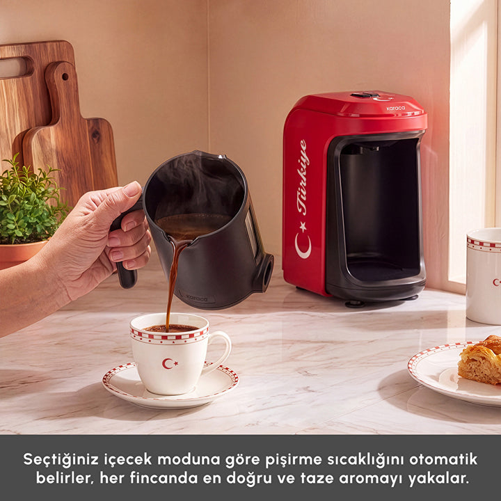 Karaca - Hatır Hüps Türkiye Tyrkisk Kaffemaskine- 5 kopper | Tyrkisk Flag Rød