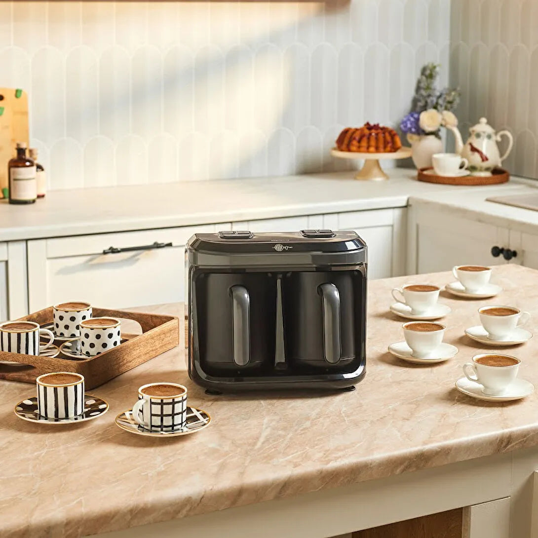 Karaca Hatır Hüp Duet Aroma Flavour – Dobbelt Tyrkisk Kaffemaskine (10 Kopper) - Space Grå