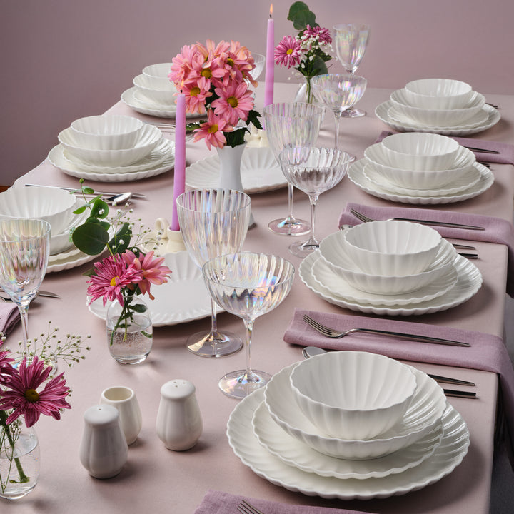 Karaca Stream Bone Umbrella – 53 dele Middagsservice til 12 personer, Hvid