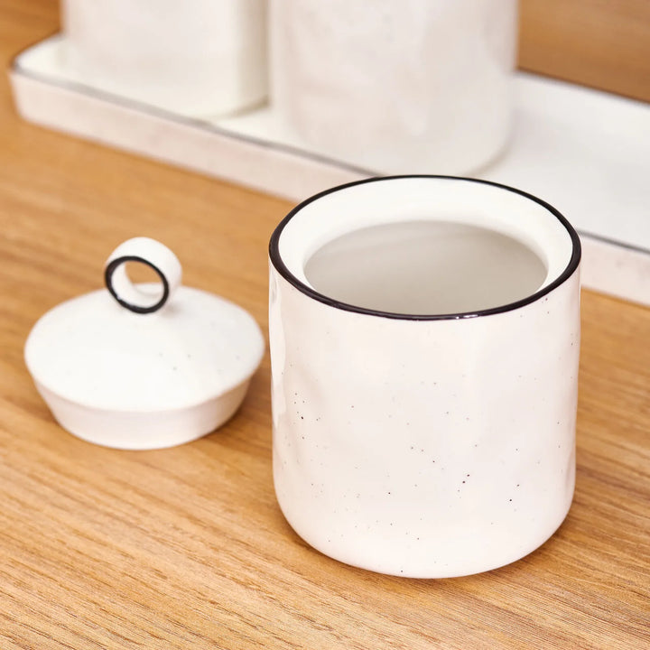 Karaca Lina Line Krydderisæt m/Holder – 7 dele - Porcelæn - Hvid/Sort - 375 ml