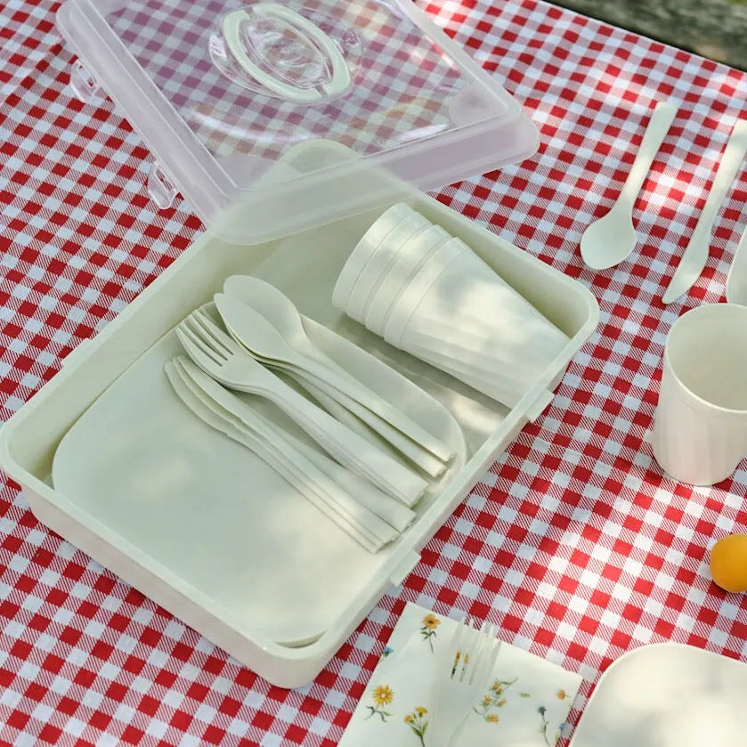 Karaca - Container Rocca - 32-Dele Picnic Sæt – Creme