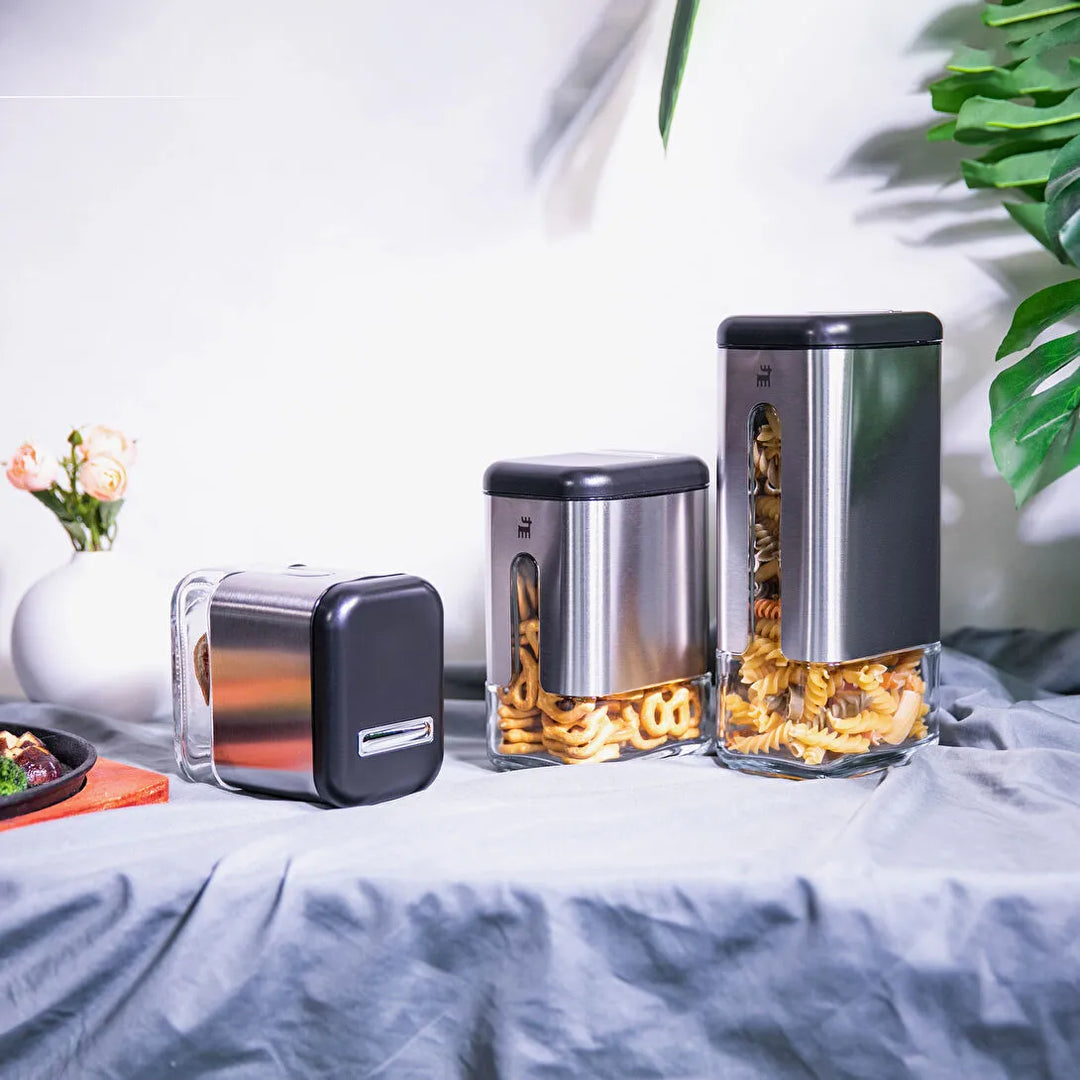 Karaca Shinex Inox Opbevaringssæt – 6 Dele i Glas & Rustfrit Stål