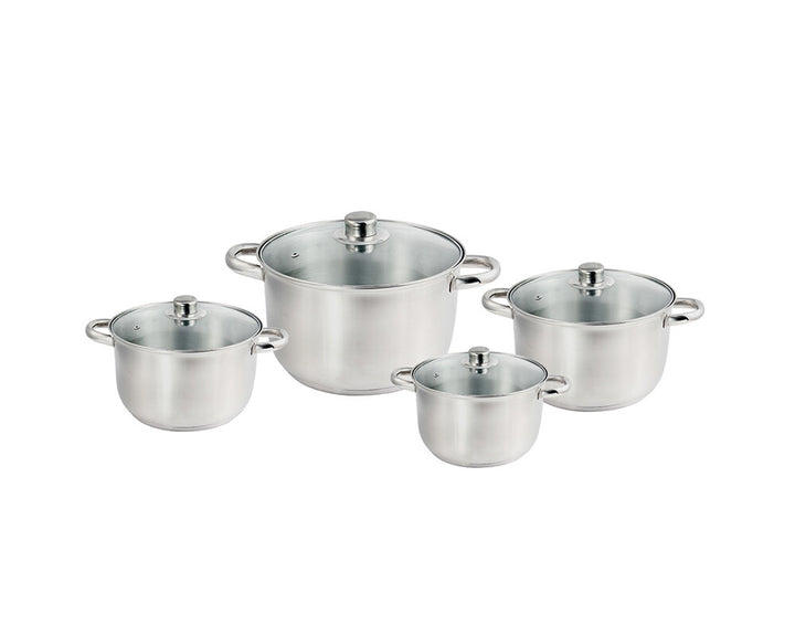 Michelino Berlin Grydesæt – 8 Dele i Satineret Rustfrit Stål