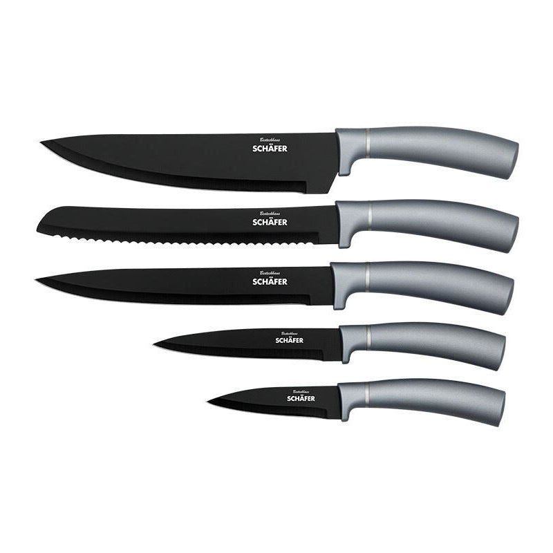 SCHÄFER Metallic Silver - 10-delt Kniv- og Køkkenredskabssæt