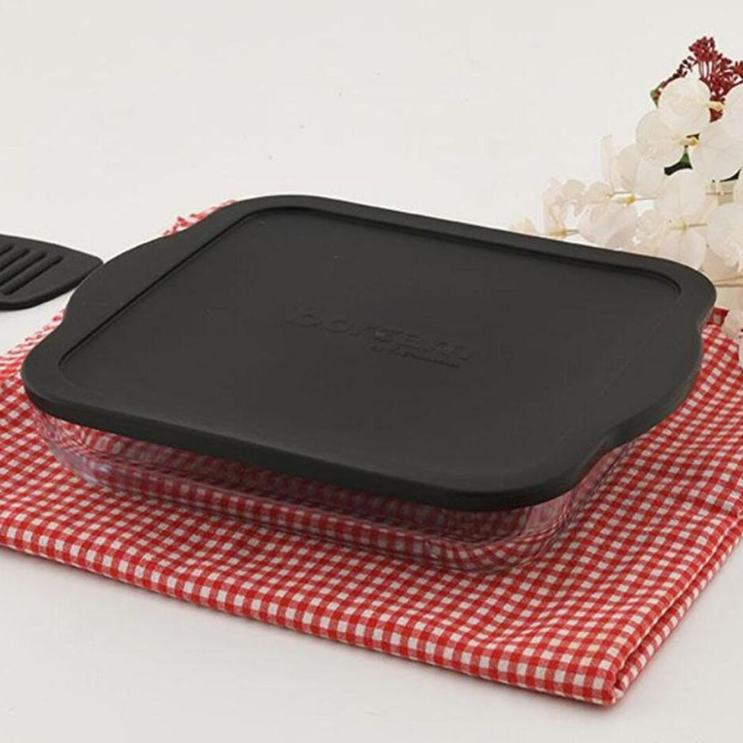 Borcam Kvadratisk Ildfast Glasfad med sort låg 3,2 Liter (32x28 cm)