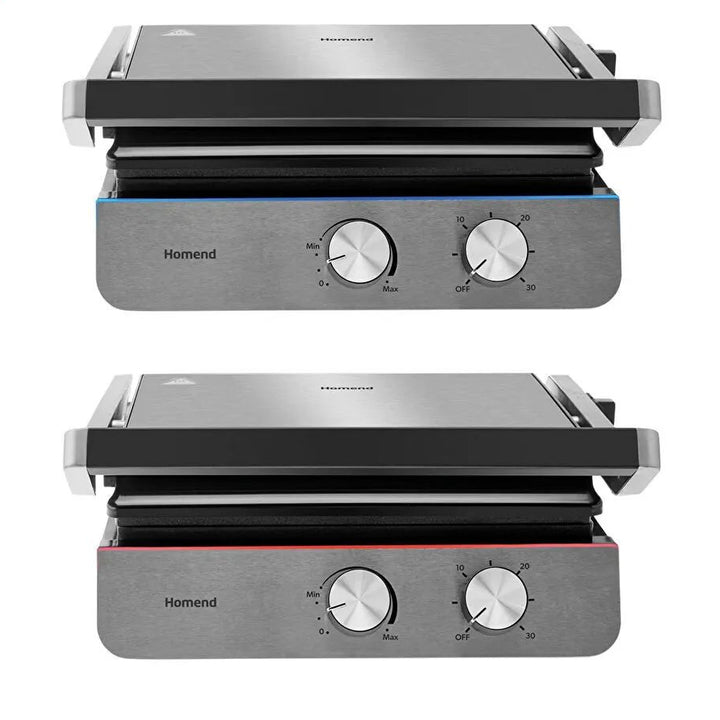 Homend Grilliant 1344H - Rustfrit Stål Grill & Brødrister med Støbejernsplader | 2000W