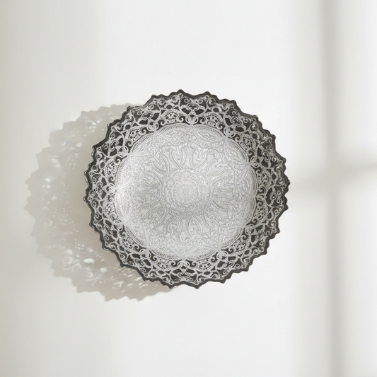 Karaca Home Kashida Dekorativt Fad – Sølv - 34 cm