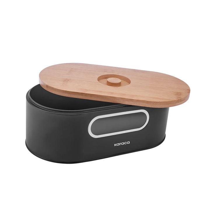 Karaca Stream 2-i-1 Brødkasse & Skærebræt – Sort
