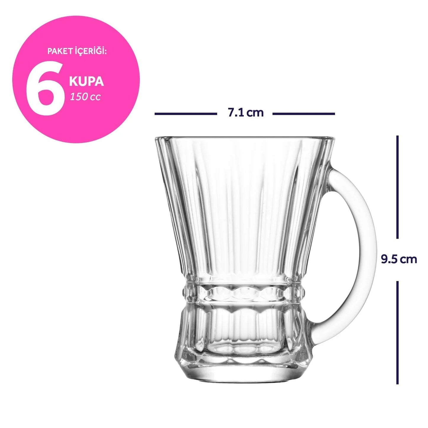 Teglas med Håndtag 6 stk. 150 ml. - LAV Venus
