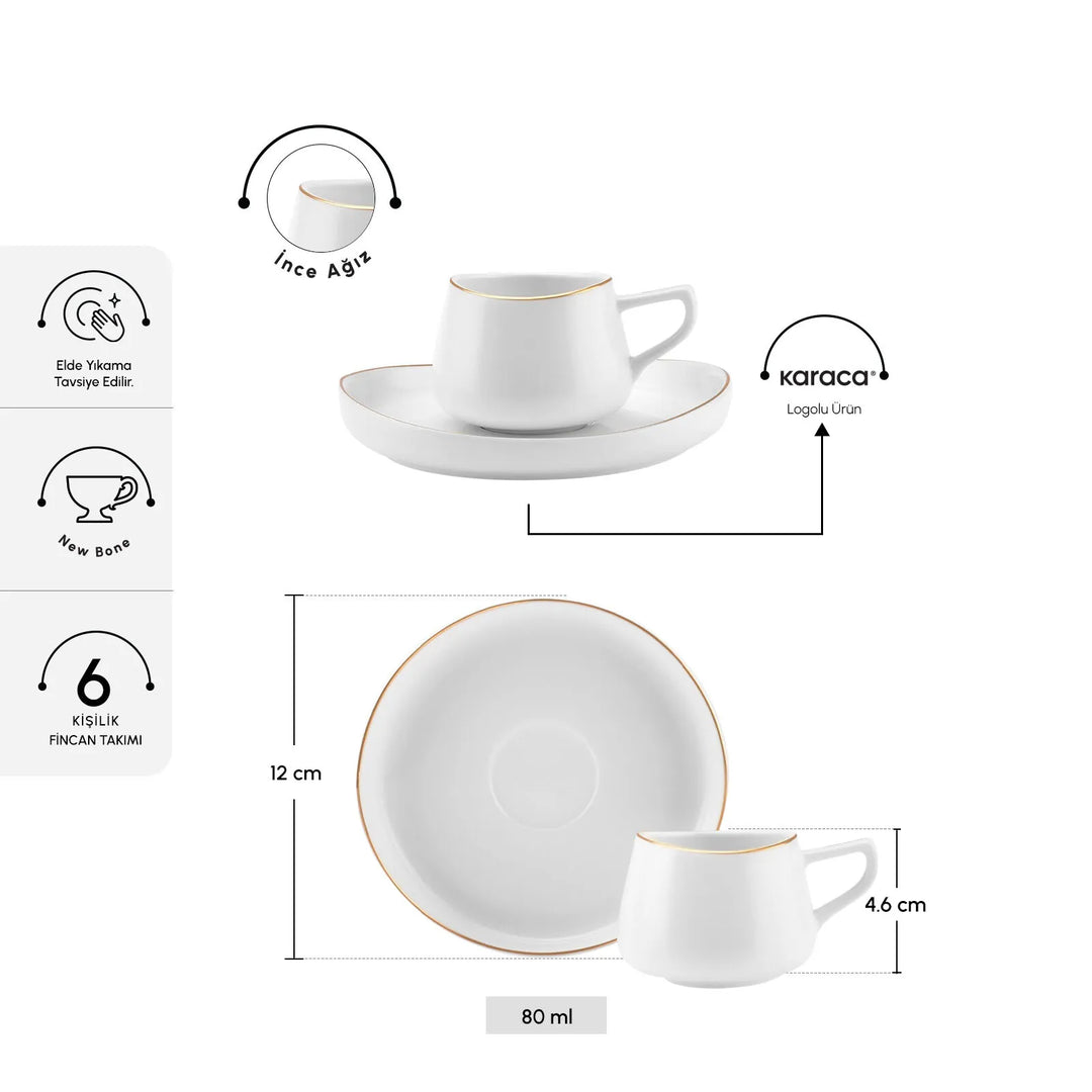 Karaca Streamline Hole Espresso Kaffesæt til 6 personer – 80 ml