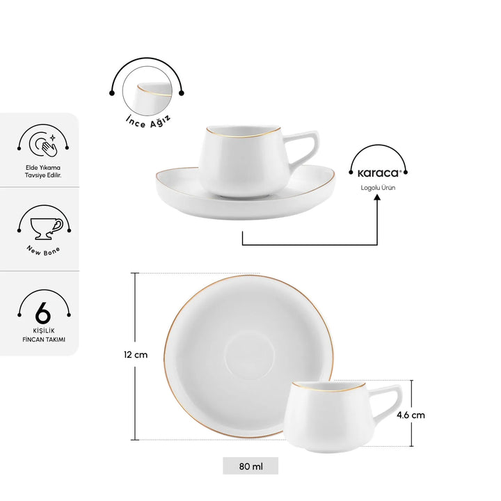 Karaca Streamline Hole Espresso Kaffesæt til 6 personer – 80 ml
