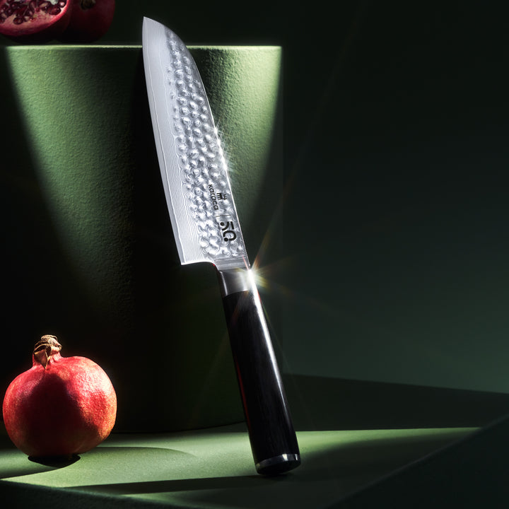 Karaca 50-års Signatur Specialkniv 31 cm - Damaskus Santoku