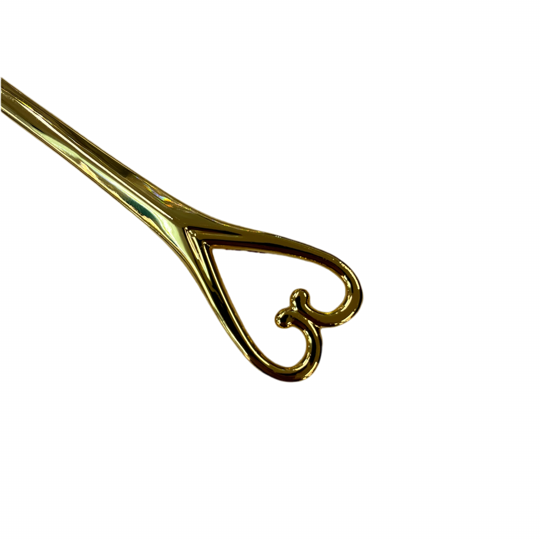 Almina Kagekniv og -Spadesæt Guld m/Hjerte motiv