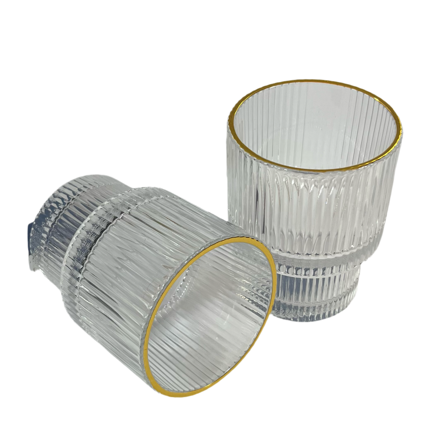 Riflet Drikkeglassæt m/Guldkant 6 stk. 230 ml. - fra Diamonds