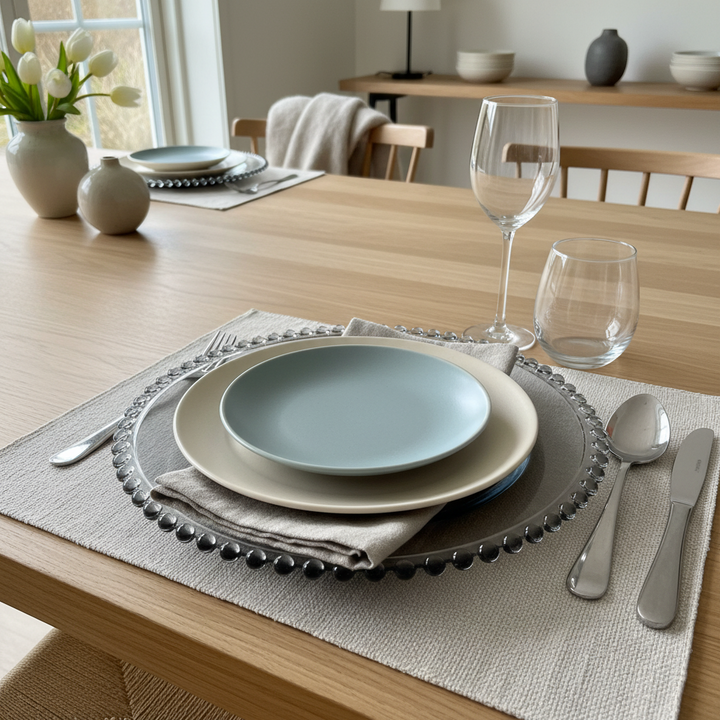 Karaca Rory Dekorativt Glasfad/Dækkeserviet - Grå - 32 cm