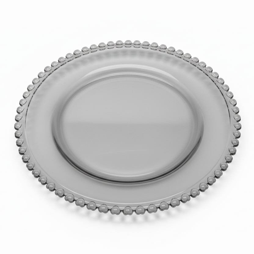 Karaca Rory Dekorativt Glasfad/Dækkeserviet - Grå - 32 cm