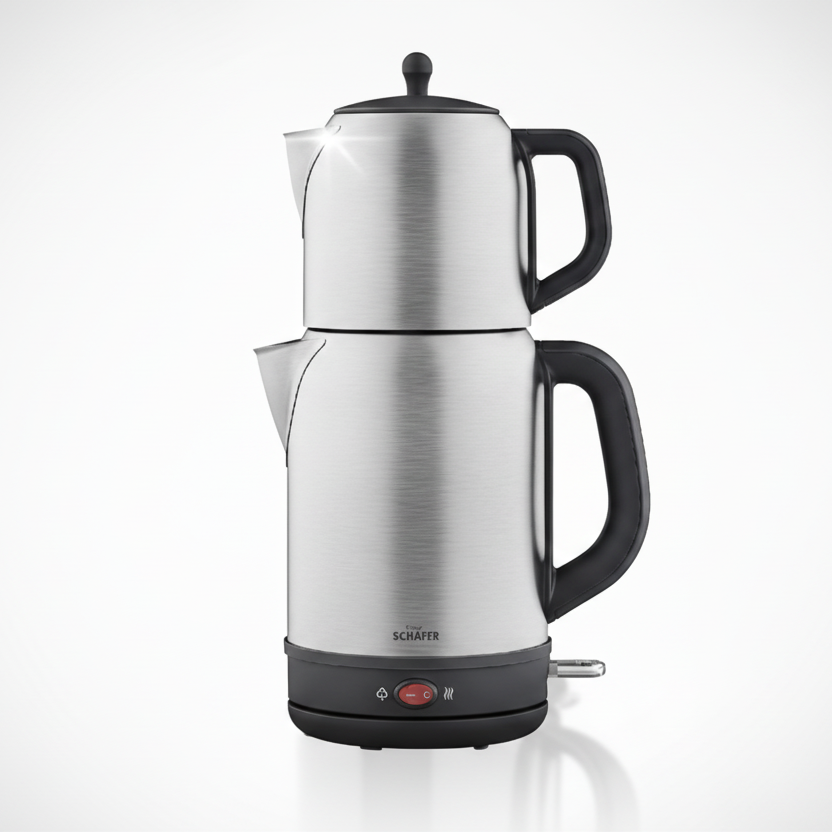 Schäfer Mila 2-i-1 Elektrisk Tekedel (1 L) & Vandkoger (1,7 L) – Rustfrit Stål (2200W) - Sølv