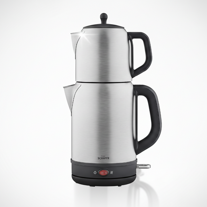 Schäfer Mila 2-i-1 Elektrisk Tekedel (1 L) & Vandkoger (1,7 L) – Rustfrit Stål (2200W) - Sølv