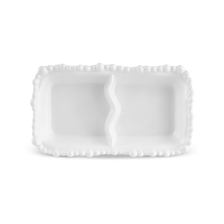 Karaca - Perla Melamin - Inddelt Nødde/Snackskål - Rektangulær - 23 cm - Hvid