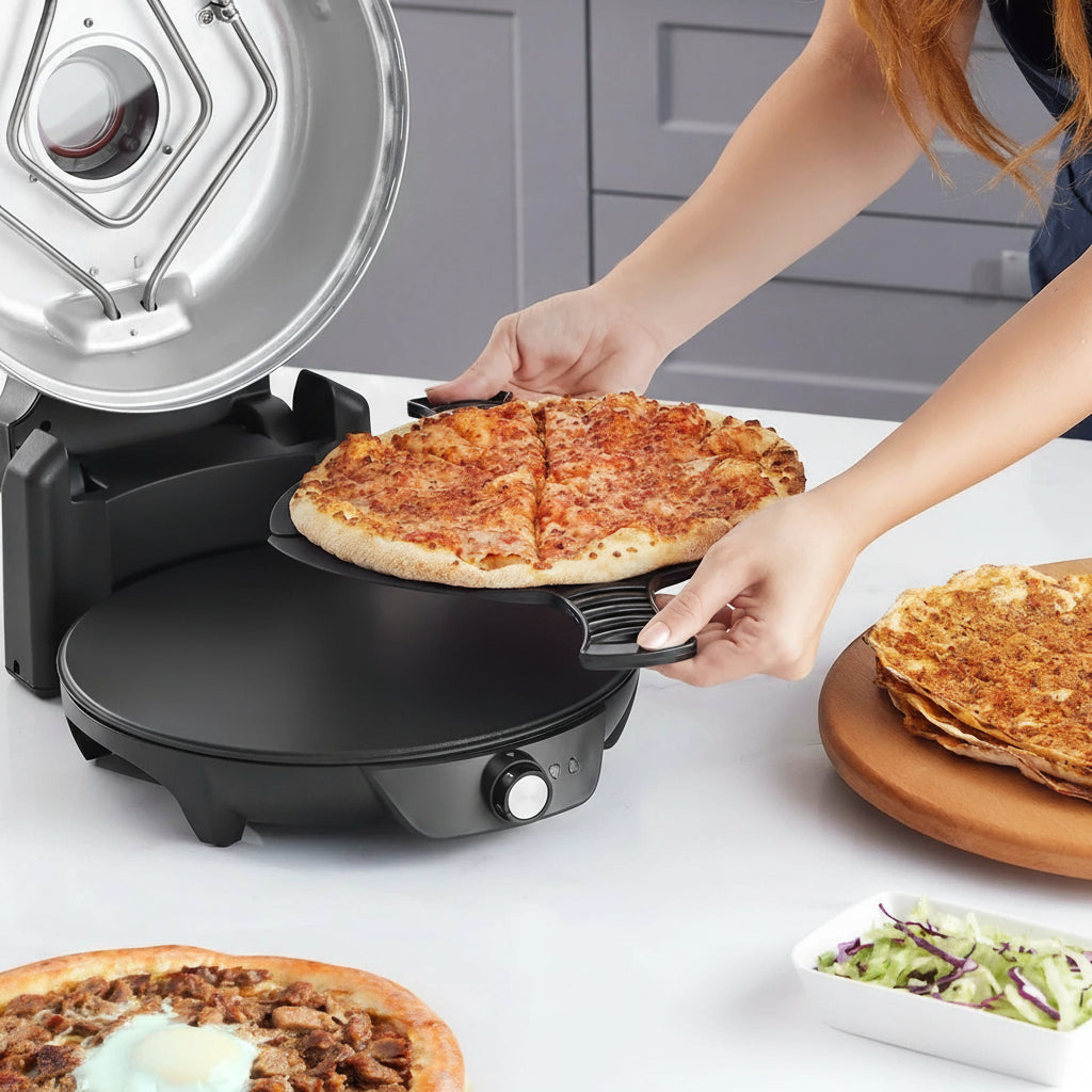 Karaca Gastro 10-i-1 Pizza, Lahmacun & Tandoori Brødmaskine – Biodiamant Sølv - 30 CM