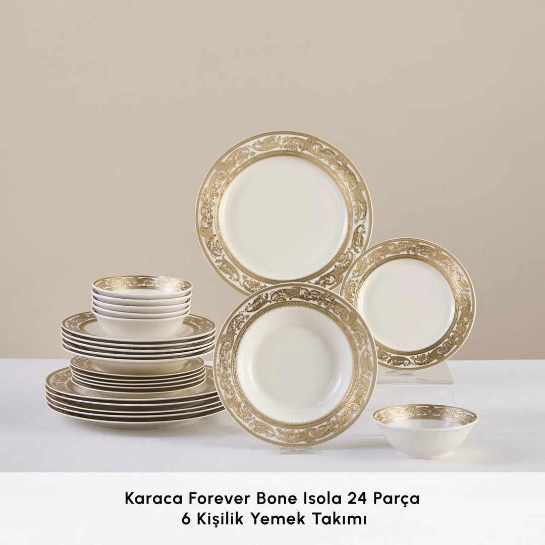 Karaca - Elegance Bone Isola Middagssæt – 24 dele til 6 personer