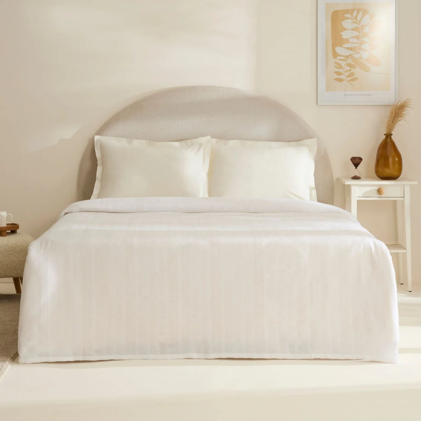 Karaca Home Layna Ecocell – Dobbeltseng Sengetæppe 200x220 cm, Råhvid