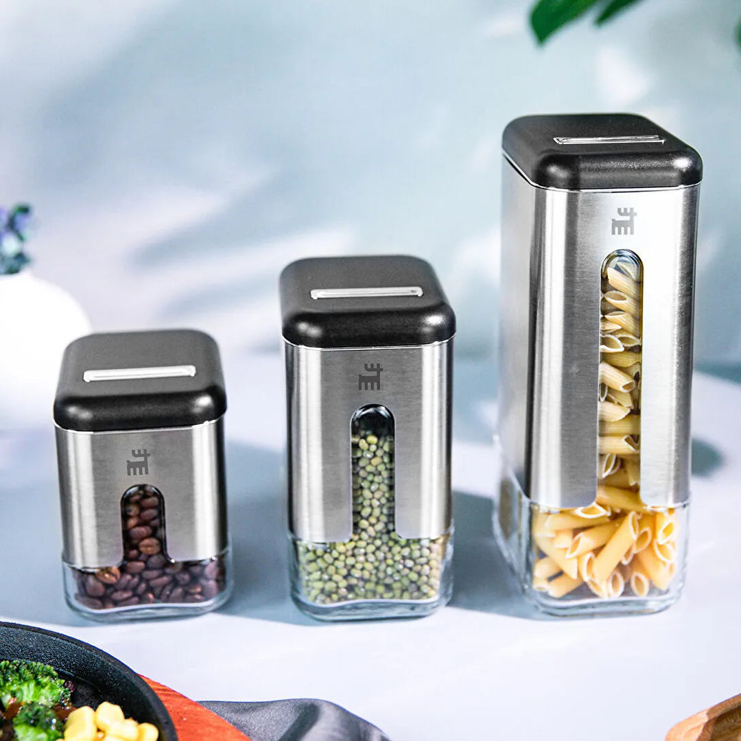 Karaca Shinex Inox Opbevaringssæt – 6 Dele i Glas & Rustfrit Stål