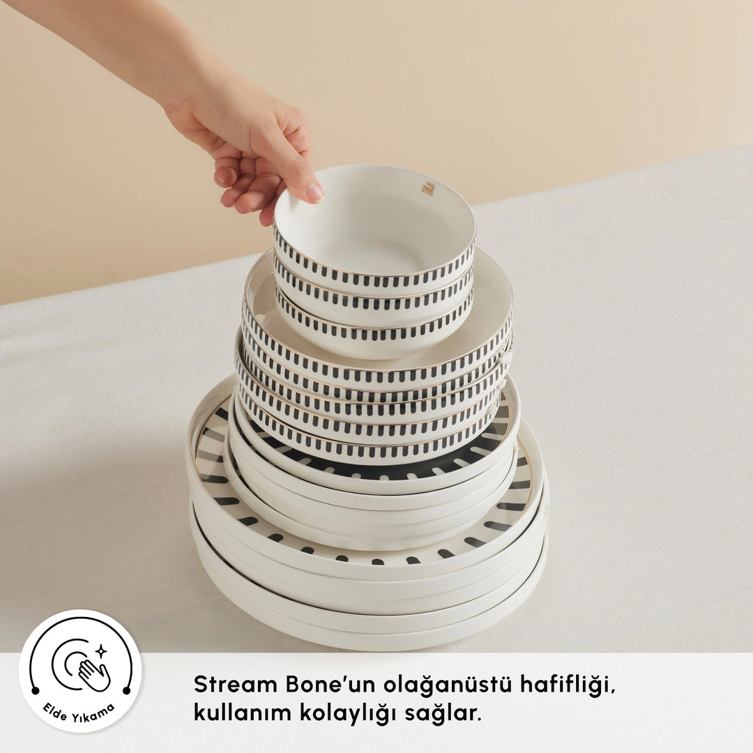 Karaca Stream Bone Kore Plus – 24 dele Middagsservice til 6 personer