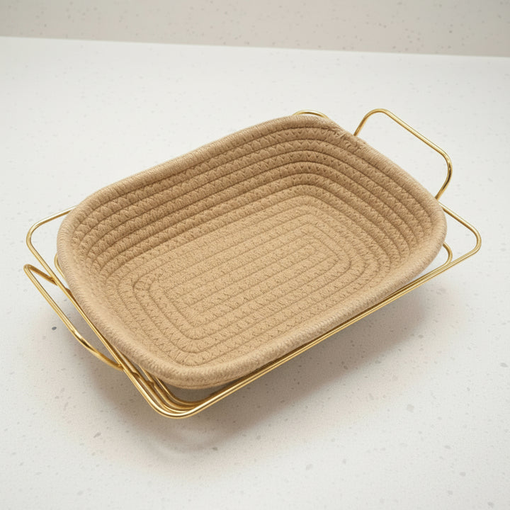 Almina Metalkurv Rektangulær 26x19x7 cm - Guld